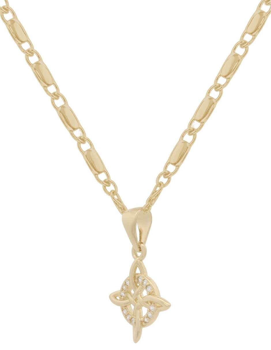 Aretes y collar de nudo 18 K zirconia 7
