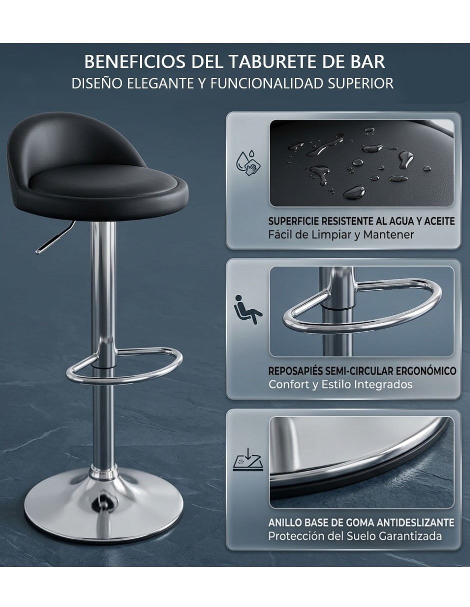 Juego de bancos diseño ergonómico con altura ajustable de piel sintética 2