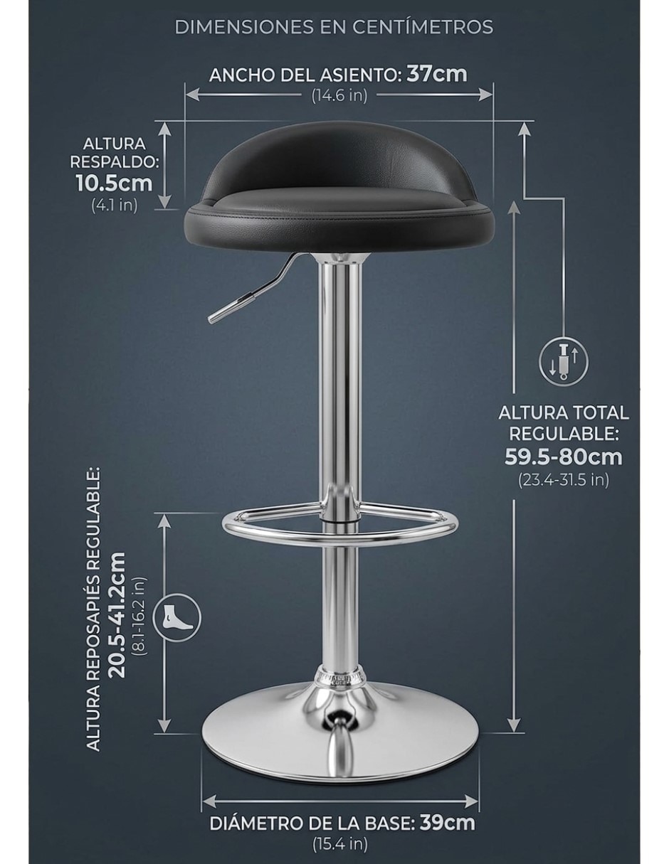 Juego de bancos diseño ergonómico con altura ajustable de piel sintética 8