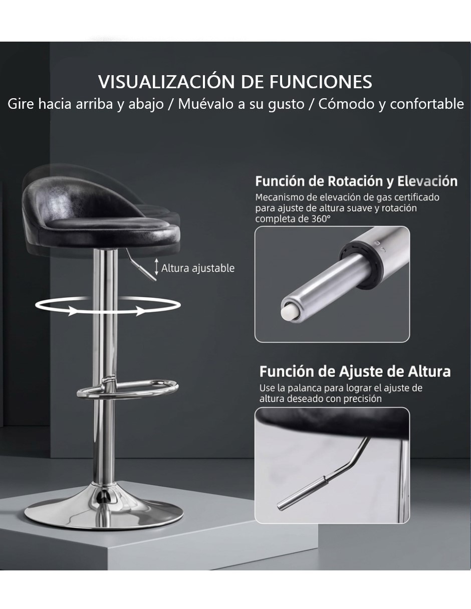 Juego de bancos diseño ergonómico con altura ajustable de piel sintética 3