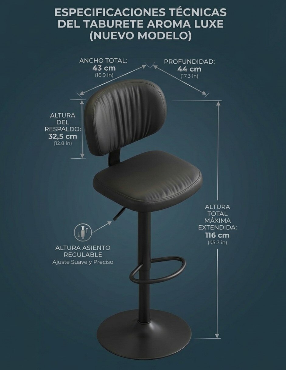 Juego de bancos diseño ergonómico con altura ajustable de piel sintética 8