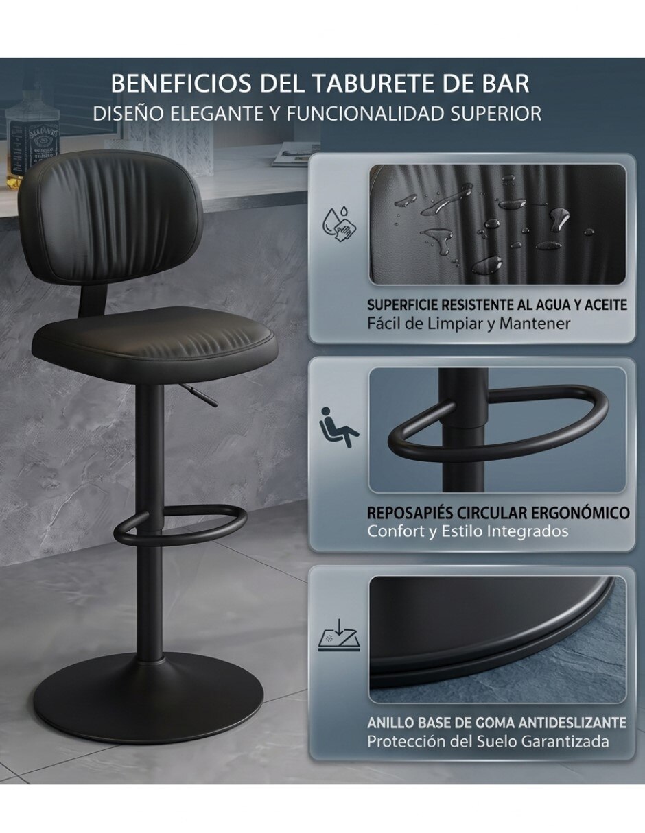 Juego de bancos diseño ergonómico con altura ajustable de piel sintética 3