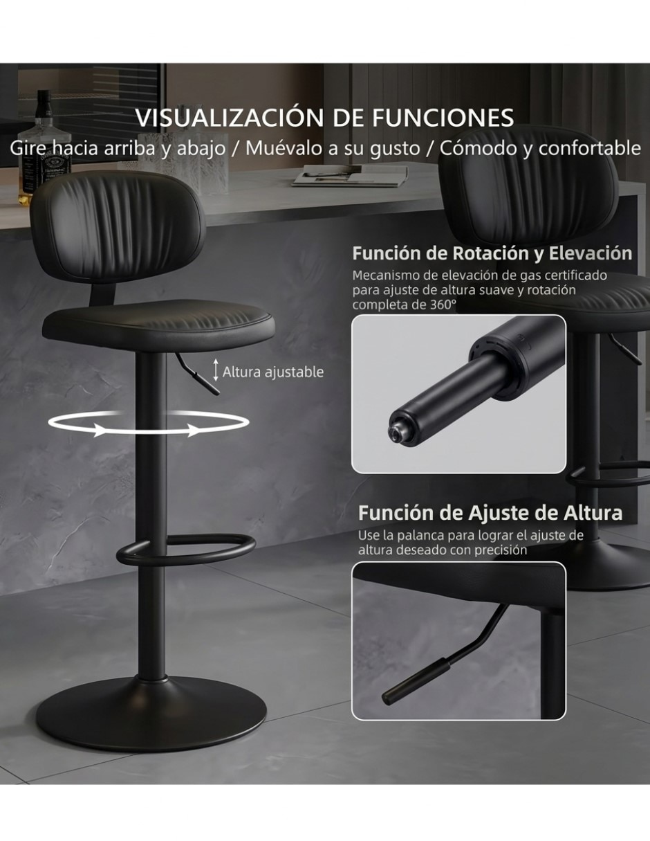 Juego de bancos diseño ergonómico con altura ajustable de piel sintética 4