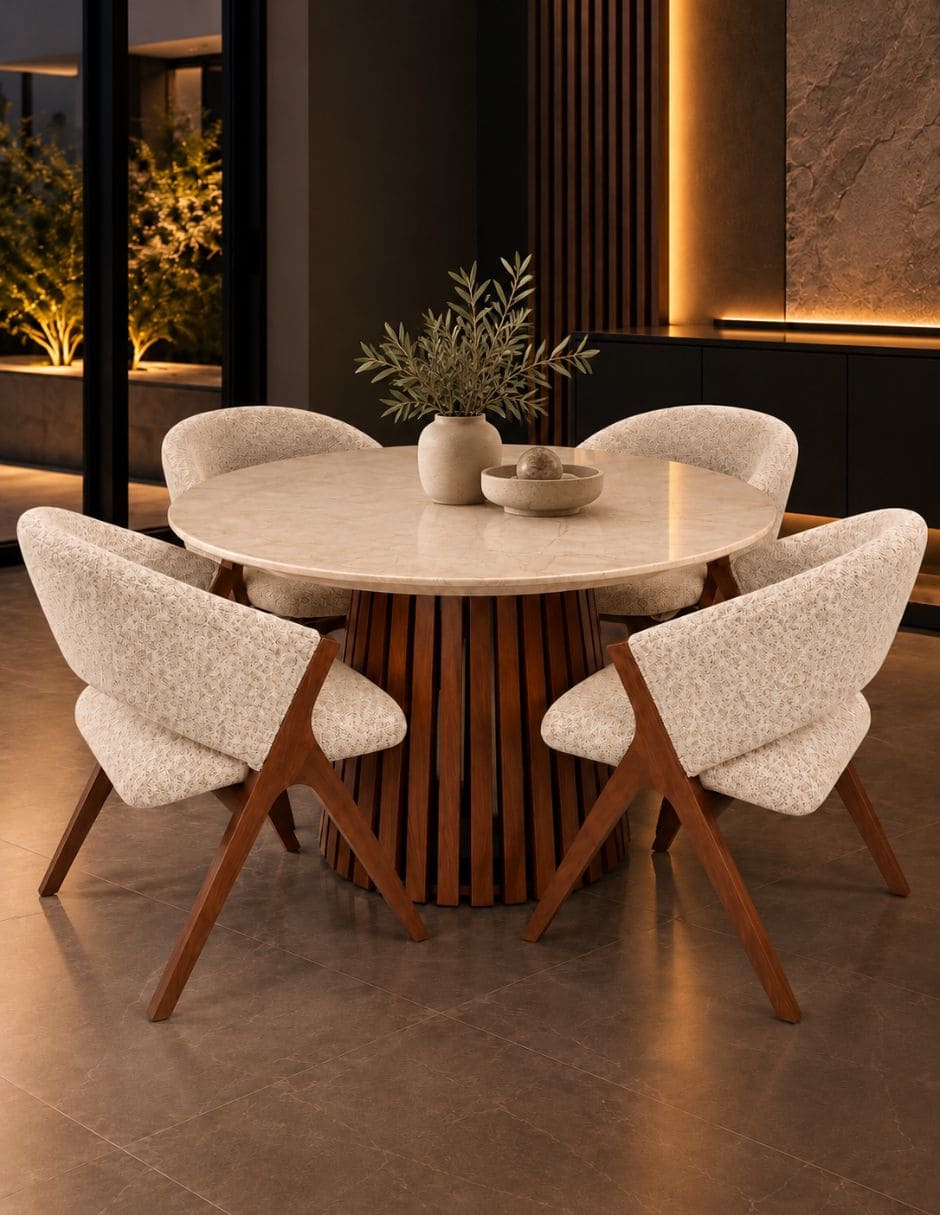 Mesa de comedor armable italy de madera y mármol 3