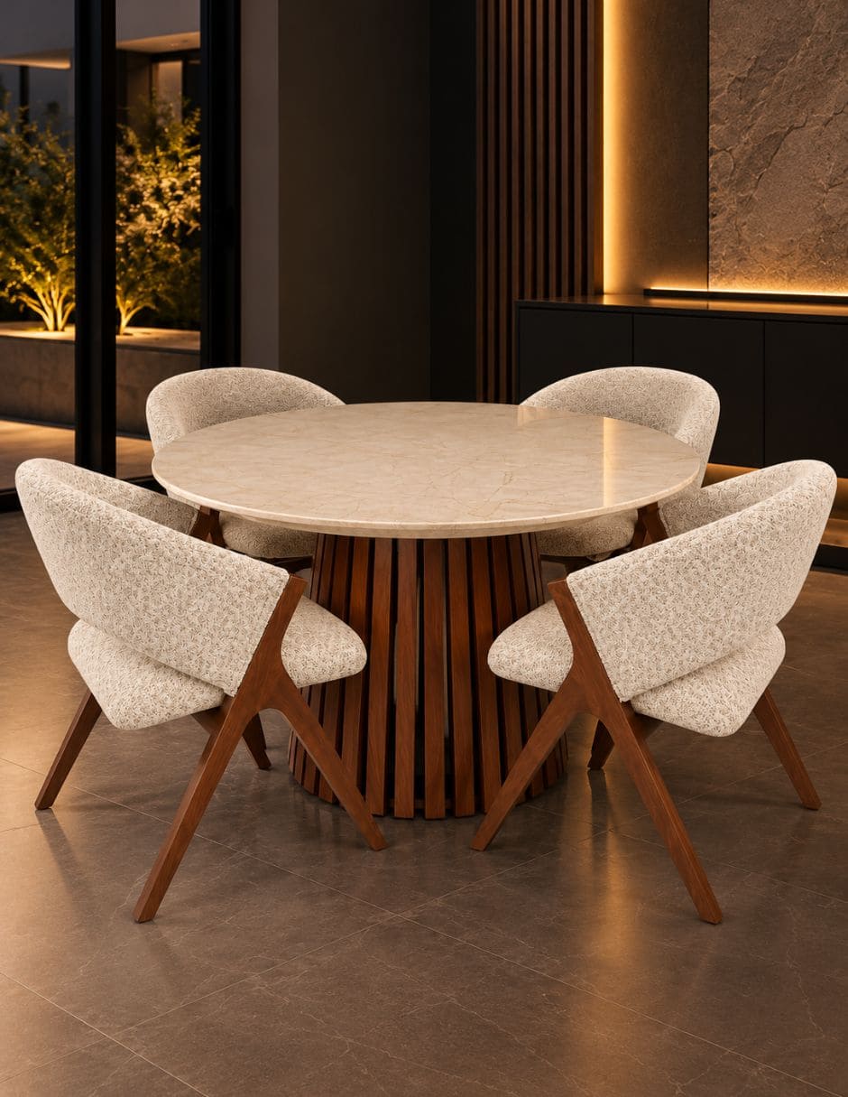 Mesa de comedor armable italy de madera y mármol 6