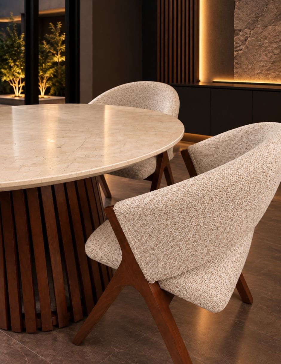 Mesa de comedor armable italy de madera y mármol 7