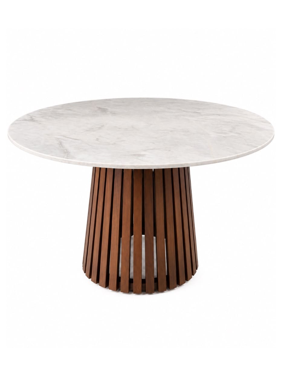 Mesa de comedor armable italy blanco de madera y mármol Mesa de comedor armable italy blanco de madera y mármol