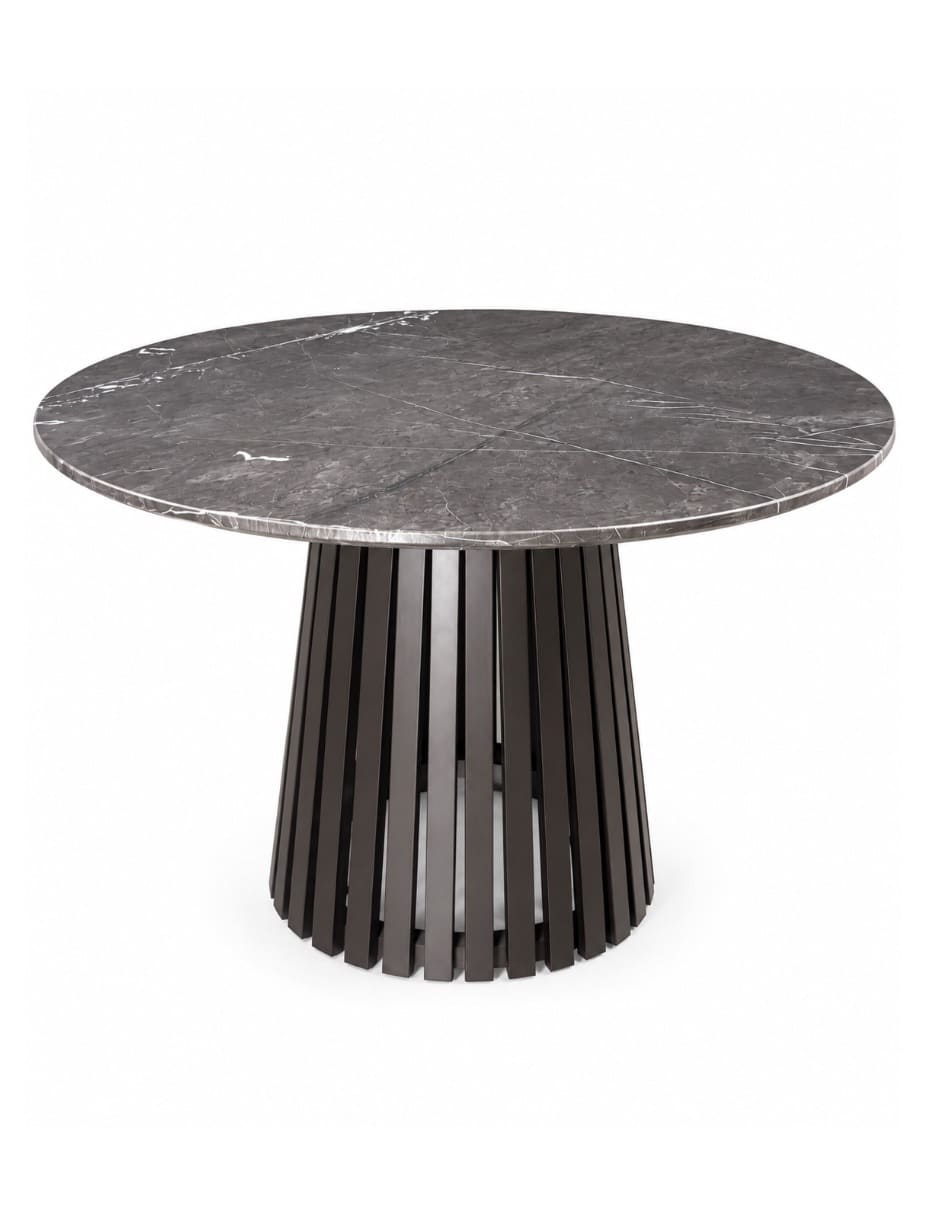 Mesa de comedor armable italy negro mate de madera y mármol Mesa de comedor armable italy negro mate de madera y mármol
