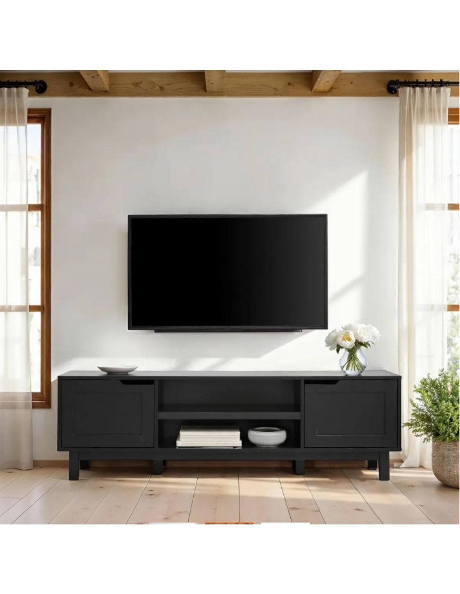 Mueble de tv armable de aglomerado y madera Mueble de tv armable de aglomerado y madera