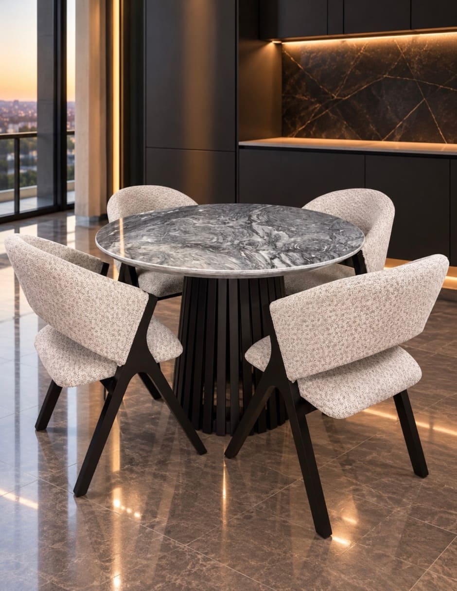 Mesa de comedor armable italy beggo de madera y mármol 2