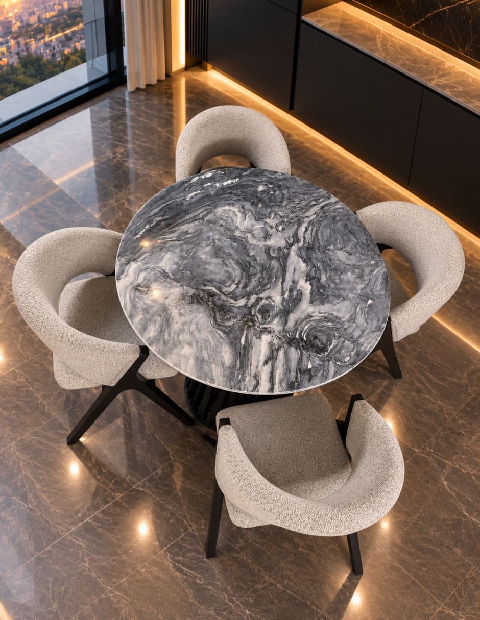 Mesa de comedor armable italy beggo de madera y mármol 7