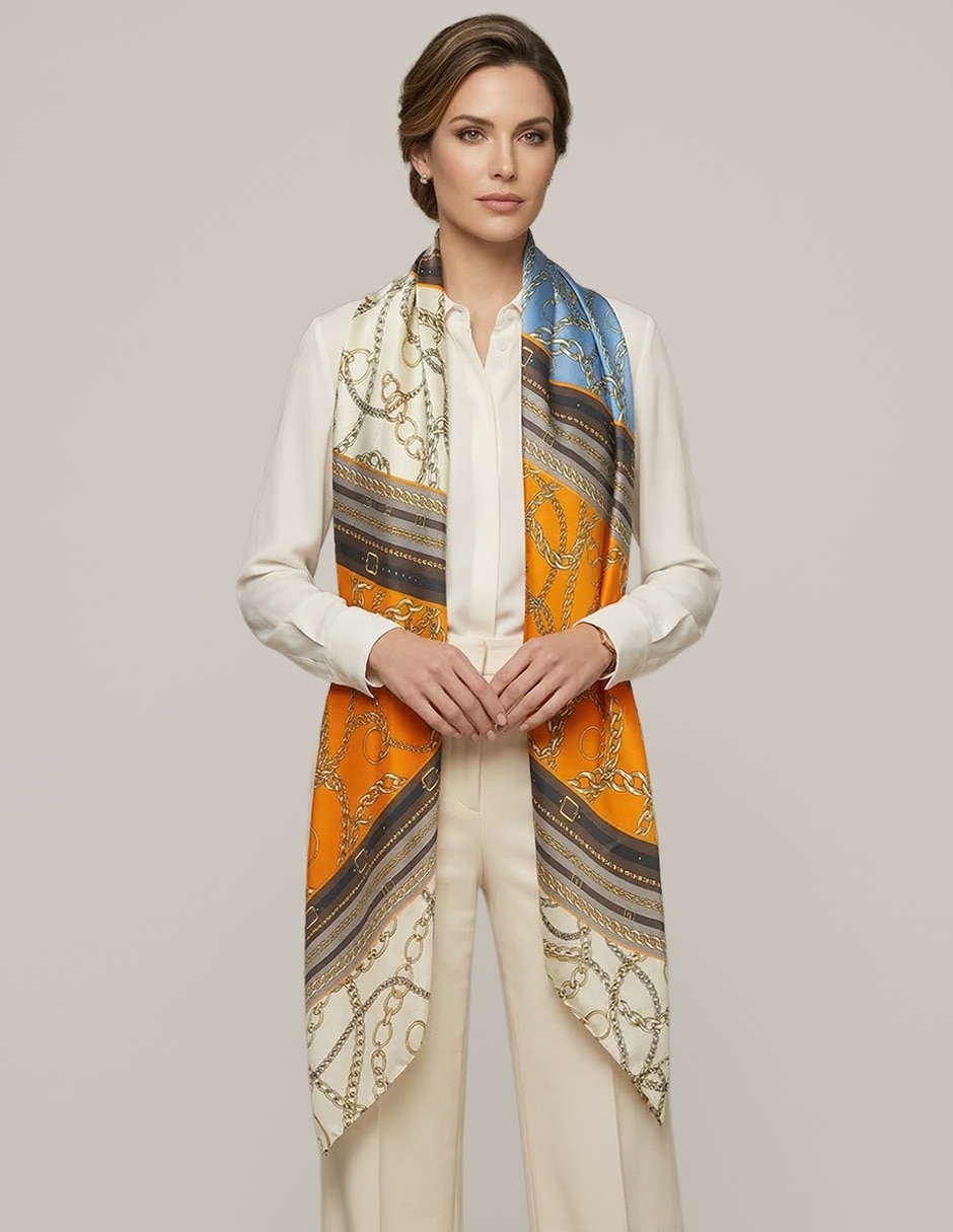 Pashmina con estampado bloques de color para mujer