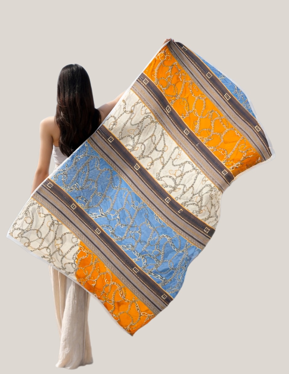 Pashmina Twist Side con estampado bloques de color para mujer