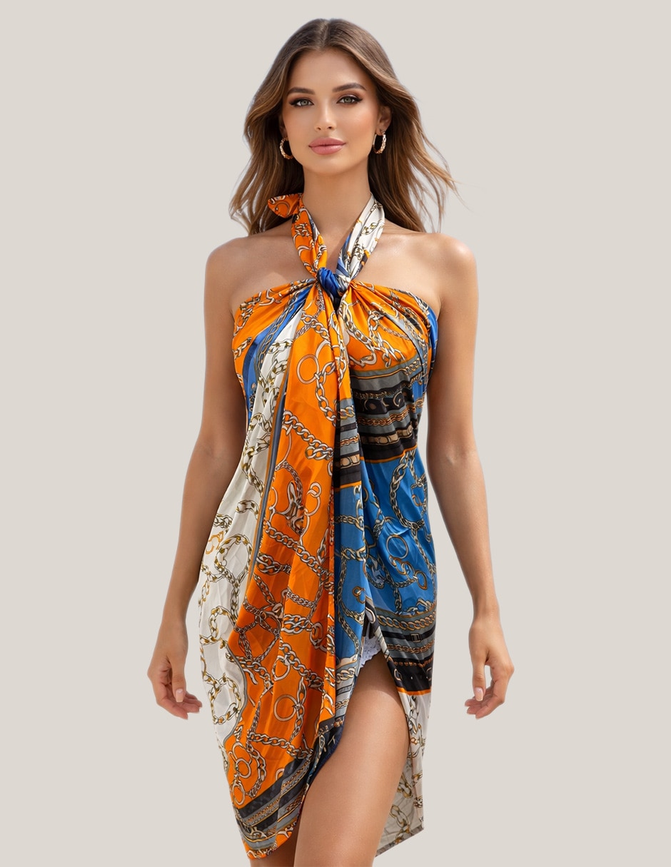 Pashmina Twist Side con estampado bloques de color para mujer