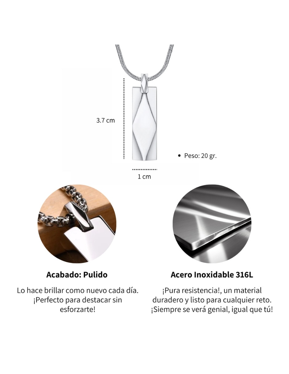 Collar con dije rectangular Chulada Black