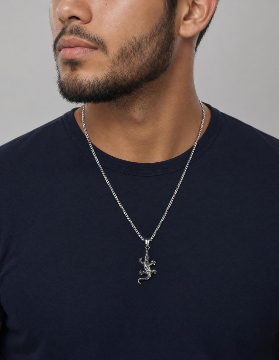 Collar con dije de Cocodrilo Chulada Black