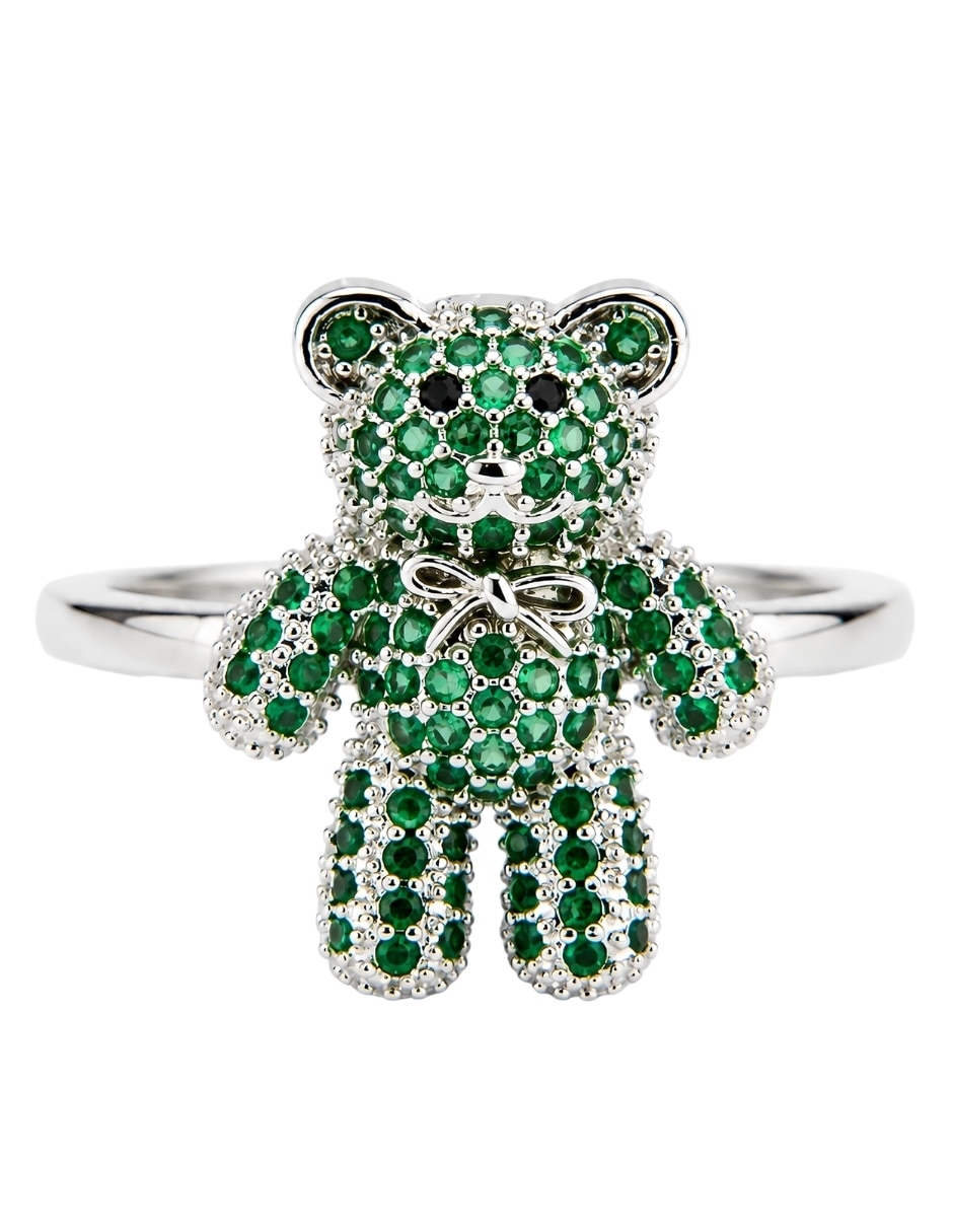 Anillo de oso Yoiko Bloom zirconia baño de rodio