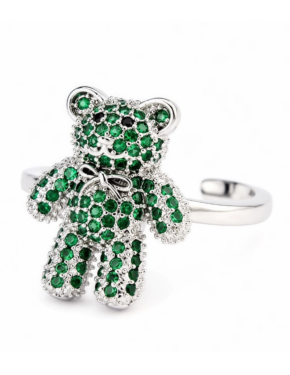 Anillo de oso Yoiko Bloom zirconia baño de rodio