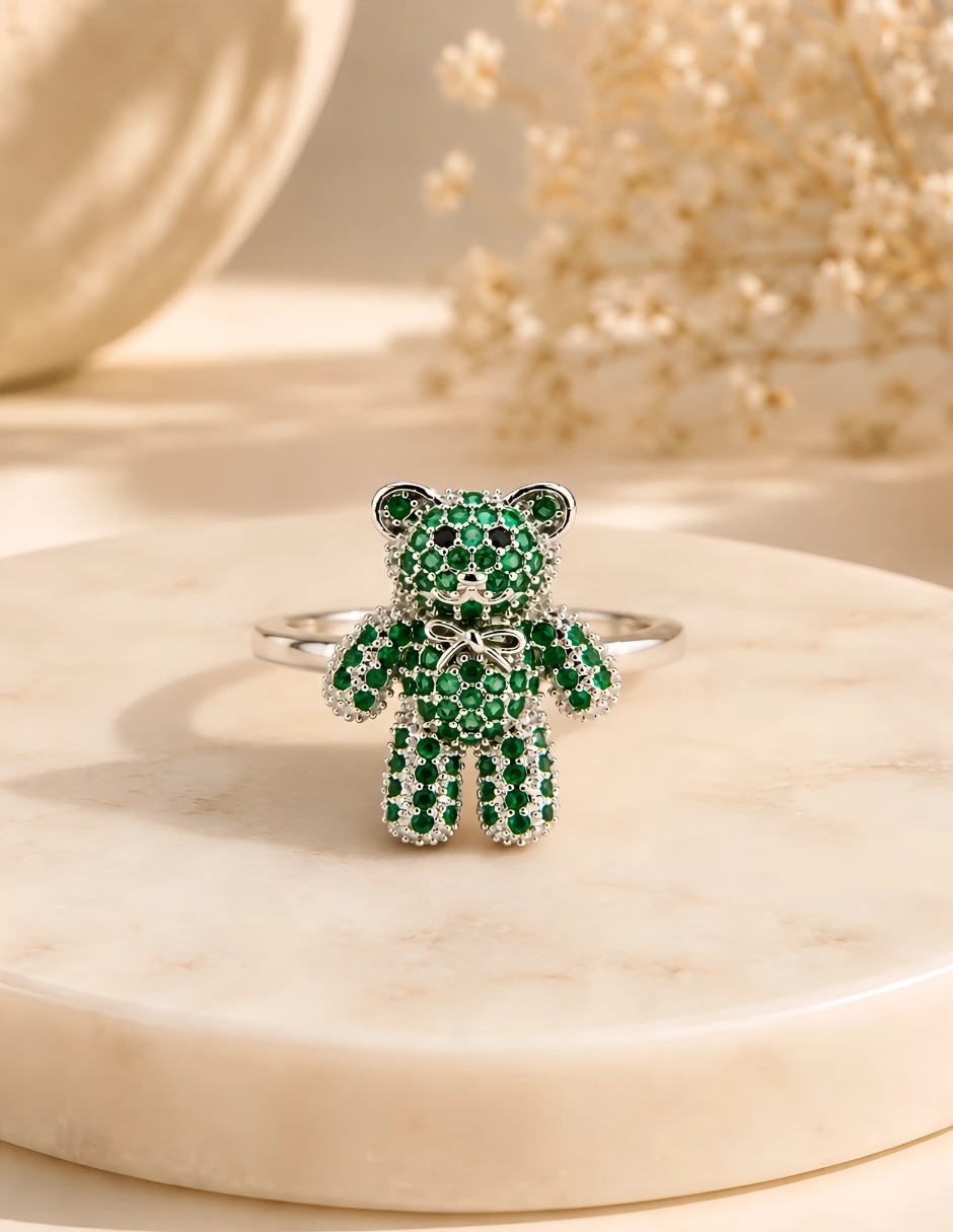 Anillo de oso Yoiko Bloom zirconia baño de rodio