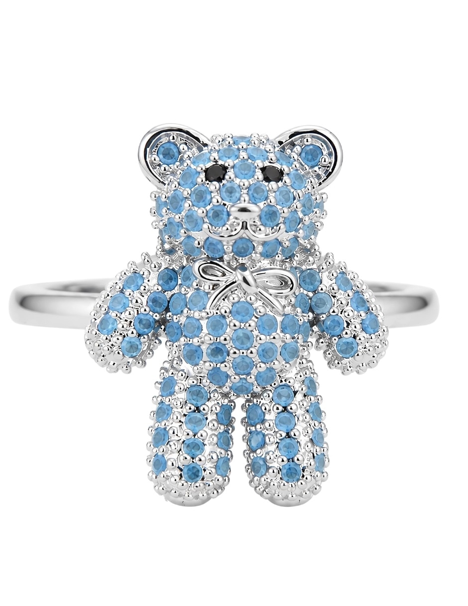 Anillo de oso Bloom zirconia baño de rodio