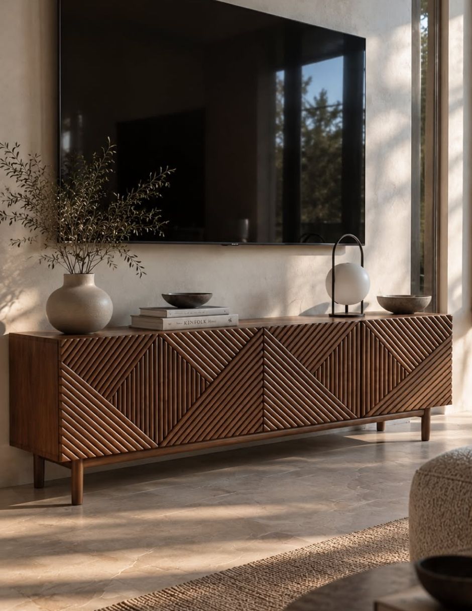 Mueble de tv de madera parota