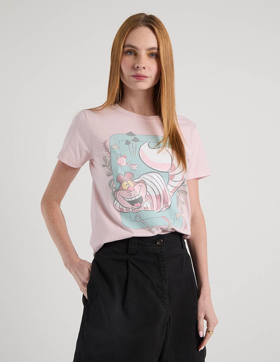Playera manga corta Alice in Wonderland cuello redondo para mujer 6