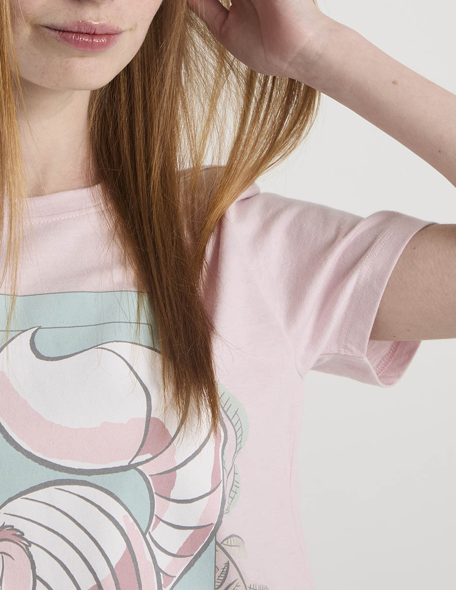 Playera manga corta Alice in Wonderland cuello redondo para mujer 4