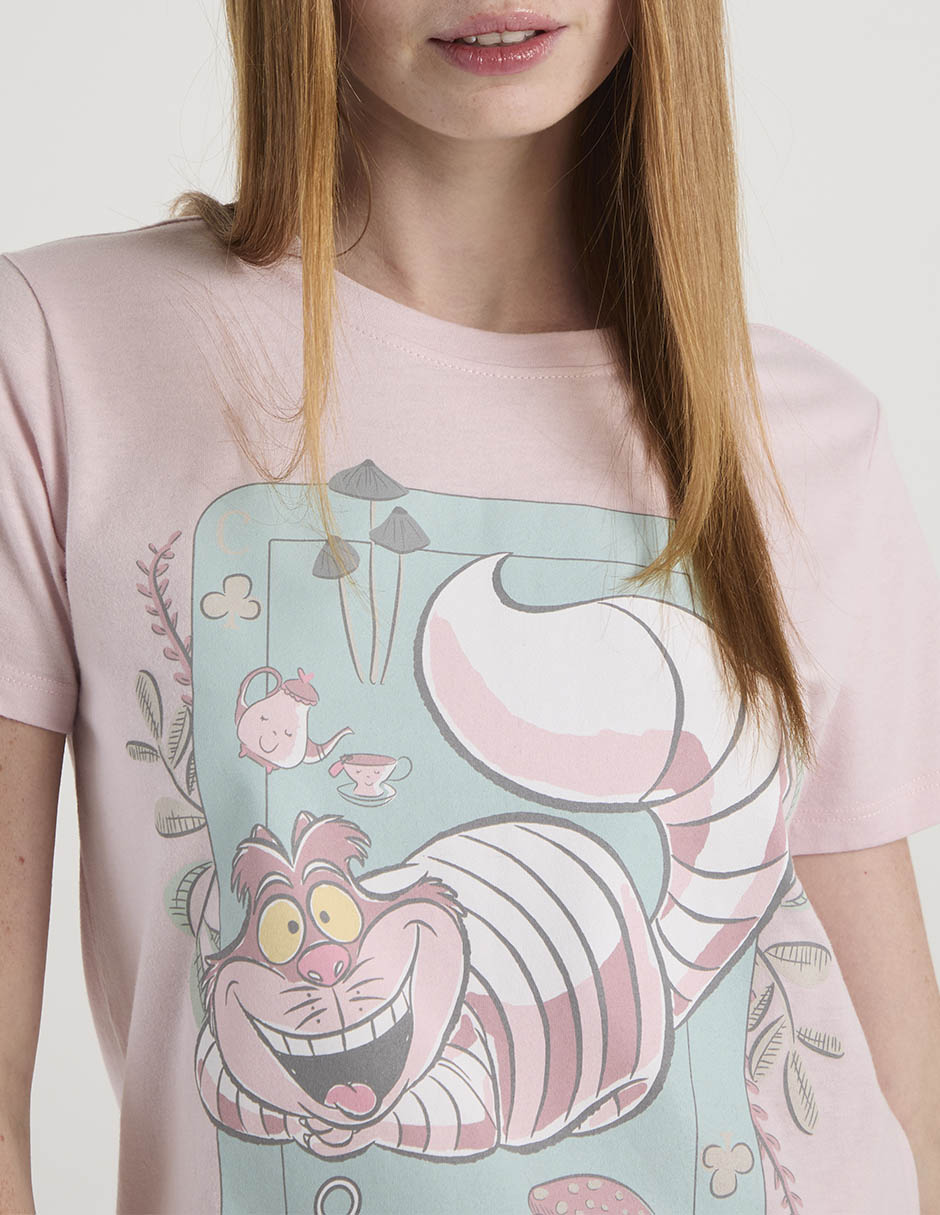 Playera manga corta Alice in Wonderland cuello redondo para mujer 2