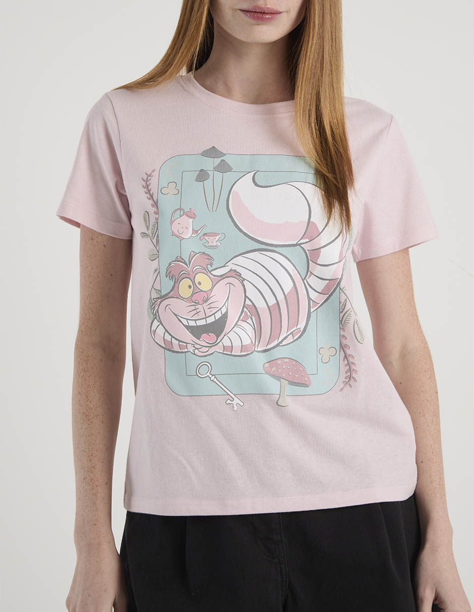 Playera manga corta Alice in Wonderland cuello redondo para mujer 3