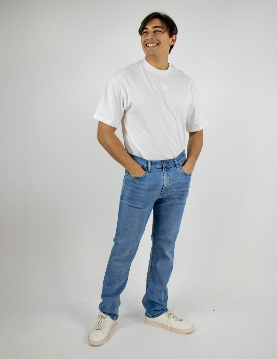 Jeans straight lavado whisker para hombre 3