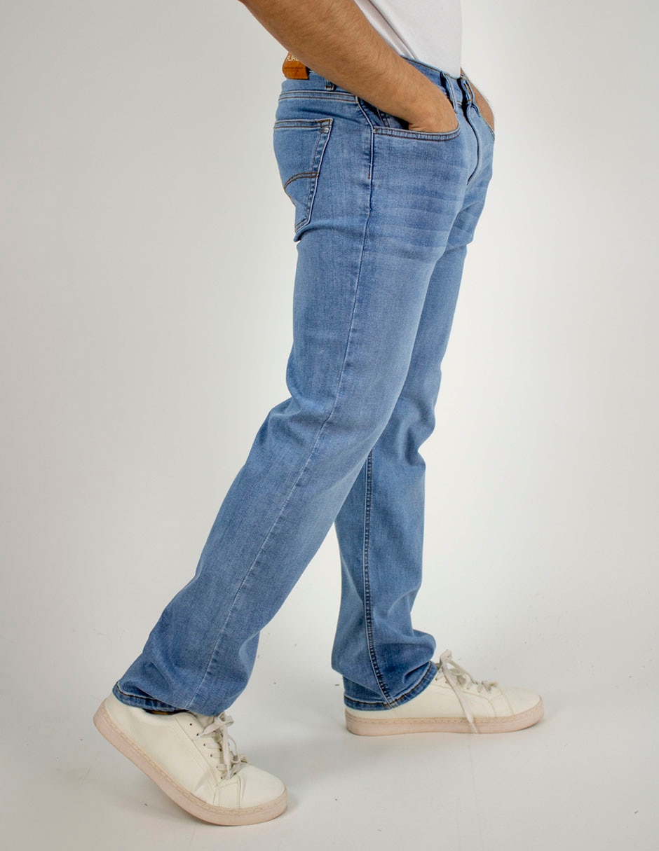 Jeans straight lavado whisker para hombre 4