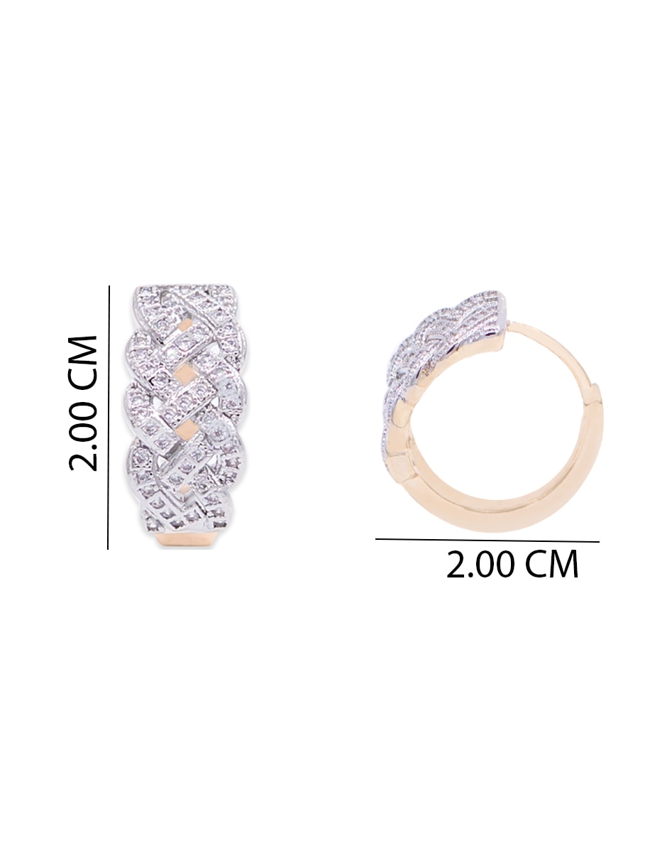 Aretes cortos redondos con acabado chapa de oro zirconia 5