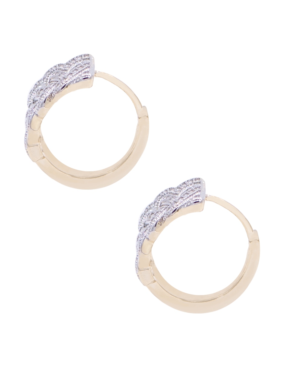 Aretes cortos redondos con acabado chapa de oro zirconia 4