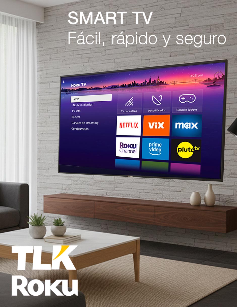 Pantalla Smart tv led de HD tlk32r con roku tv 4