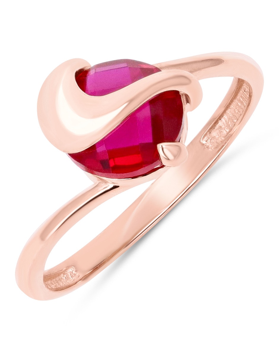 Anillo 14 k de oro rosa zirconia brillante 5