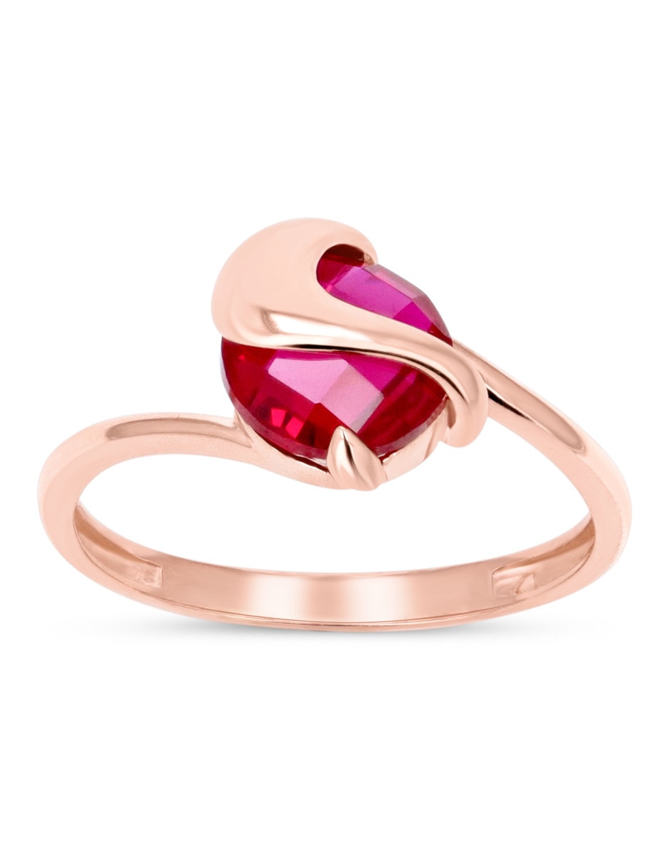 Anillo 14 k de oro rosa zirconia brillante Anillo 14 k de oro rosa zirconia brillante