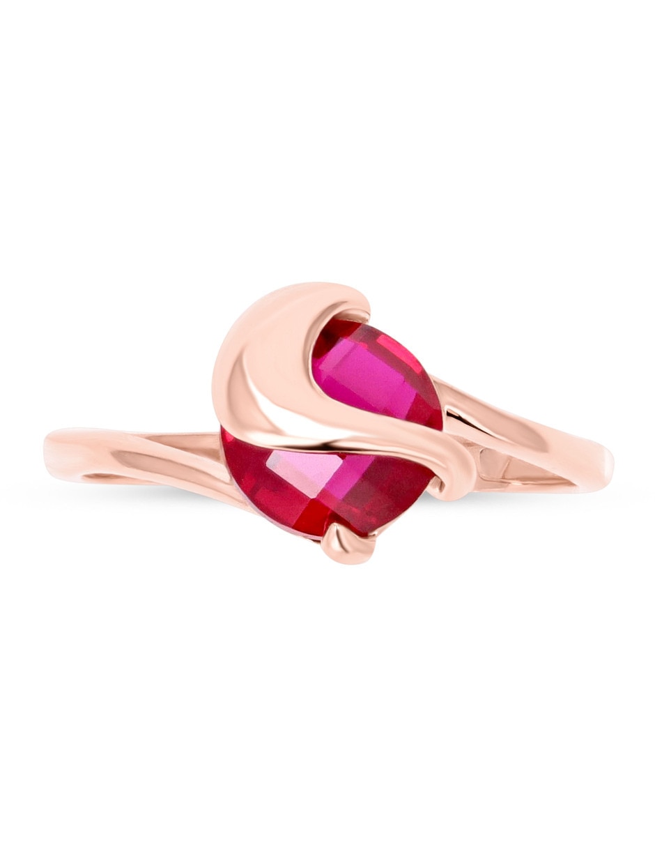 Anillo 14 k de oro rosa zirconia brillante 4