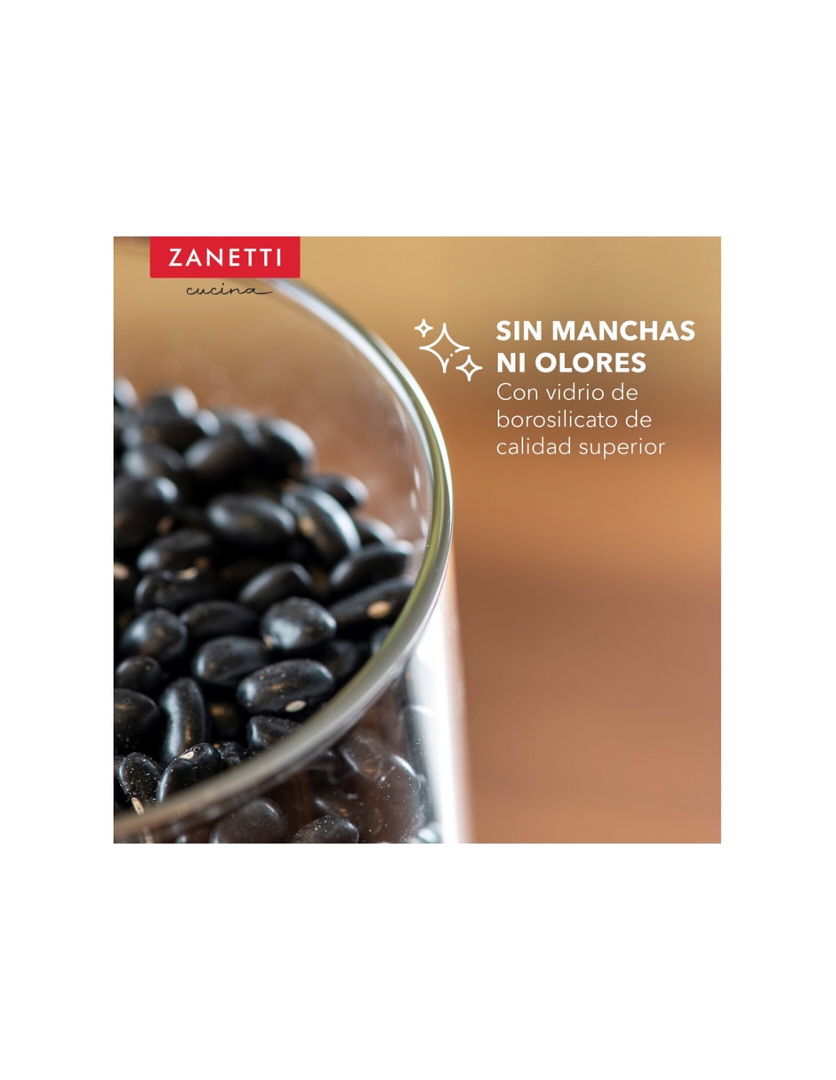 Set contenedor con tapa Zanetti de vidrio 5 piezas
