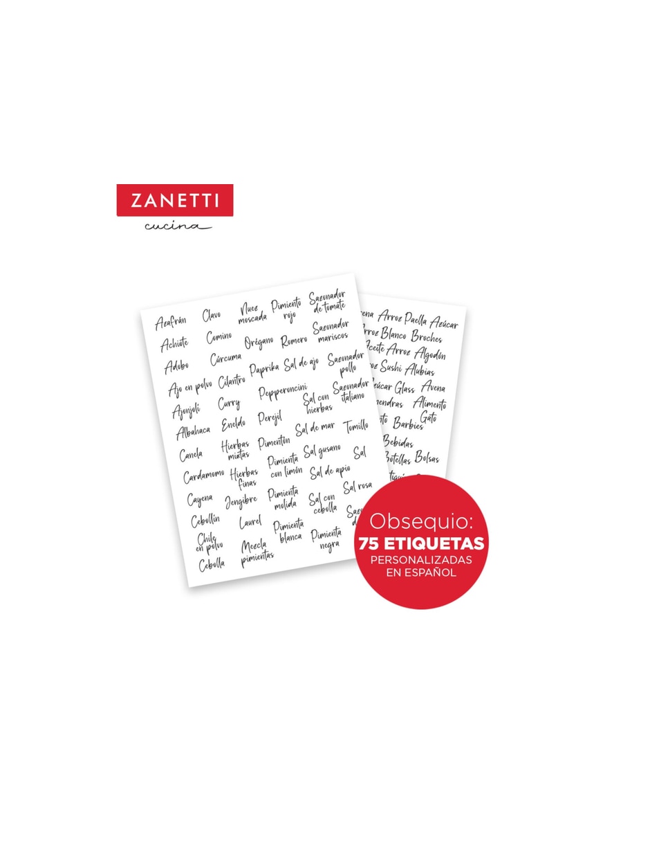 Set contenedor con tapa Zanetti de vidrio 5 piezas