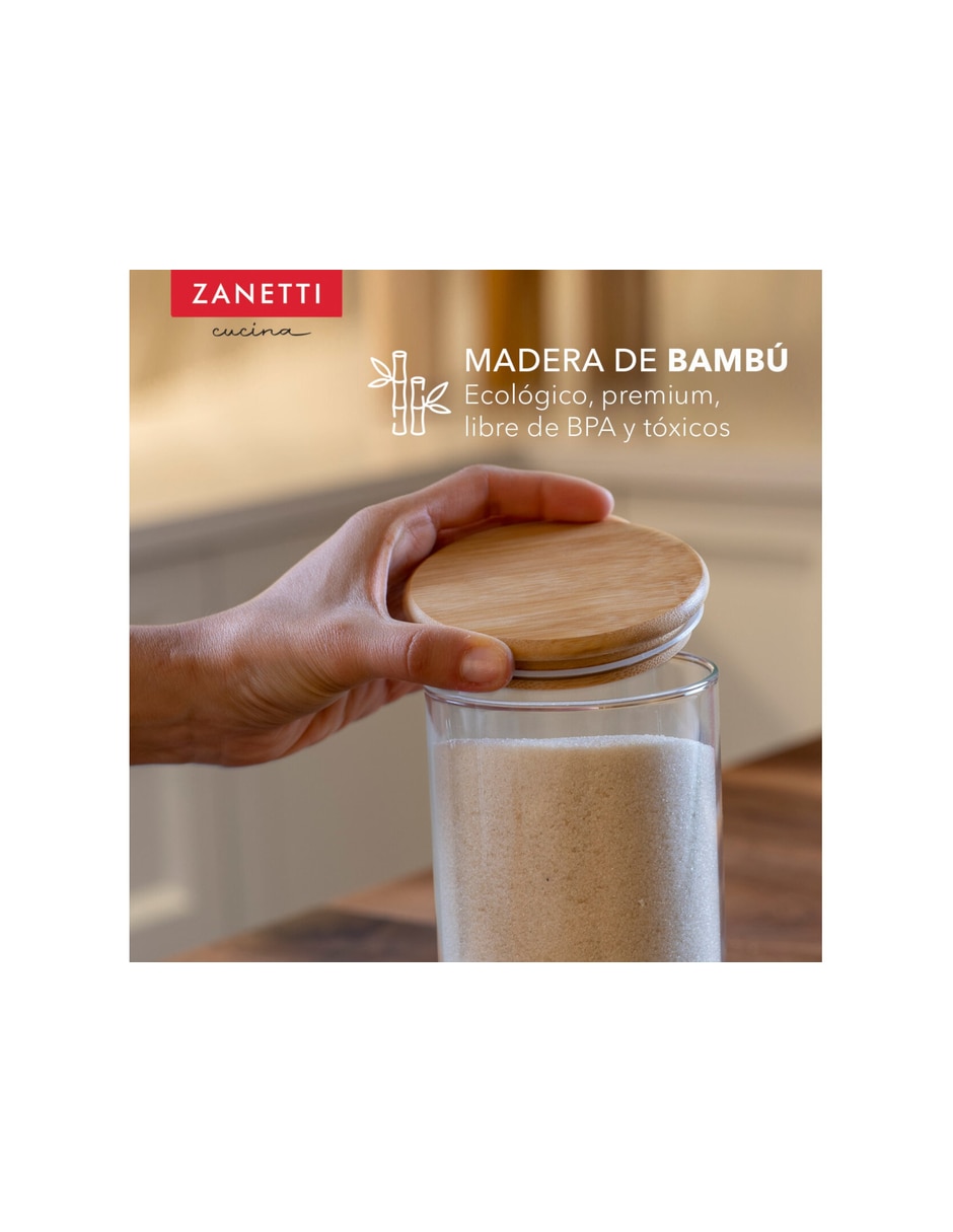 Set contenedor con tapa Zanetti de vidrio 5 piezas