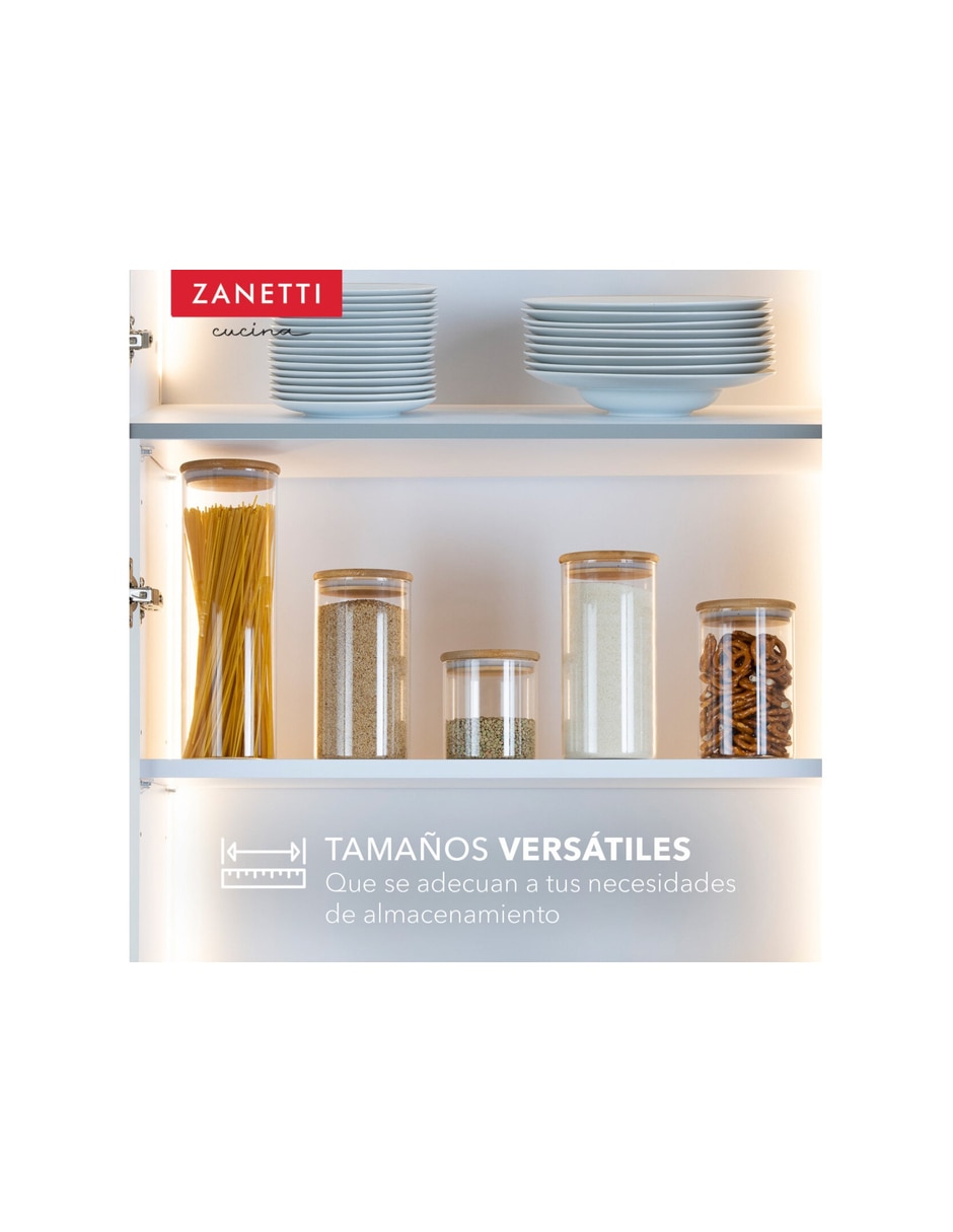 Set contenedor con tapa Zanetti de vidrio 5 piezas
