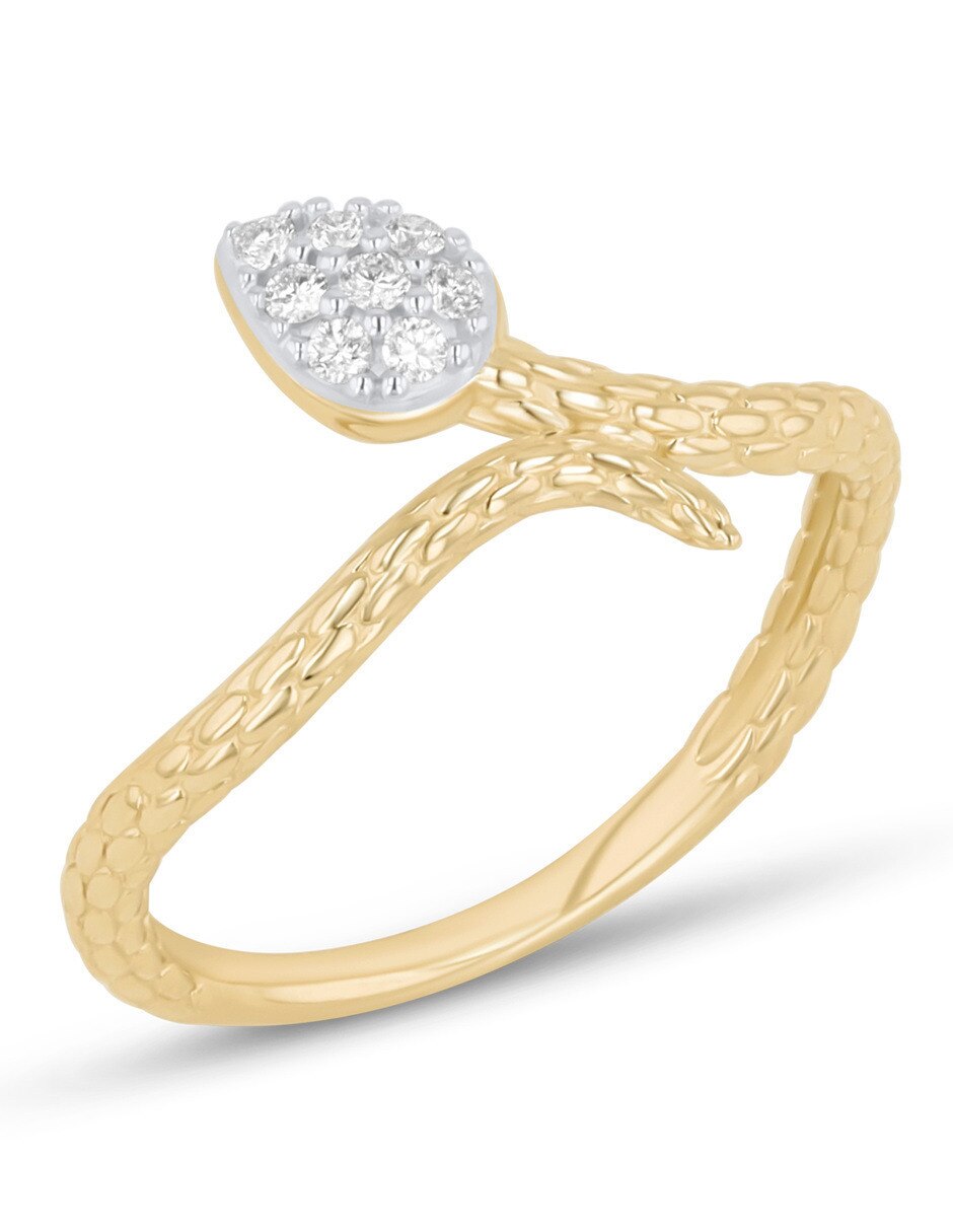 Anillo 10 k de oro amarillo diamante brillante 5
