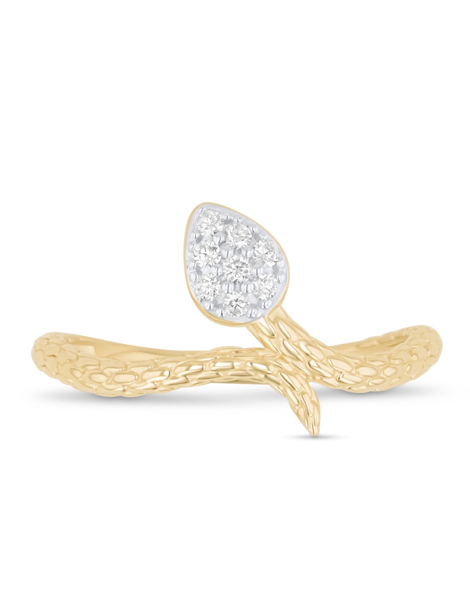 Anillo 10 k de oro amarillo diamante brillante 4