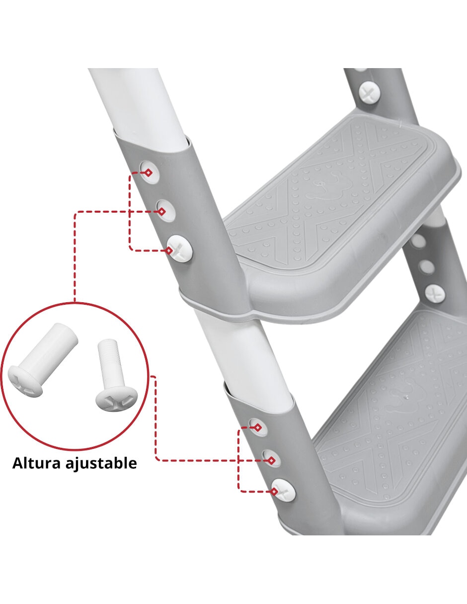 Entrenador de baño con escalera asiento acolchado antideslizante plegable y ajustable 6