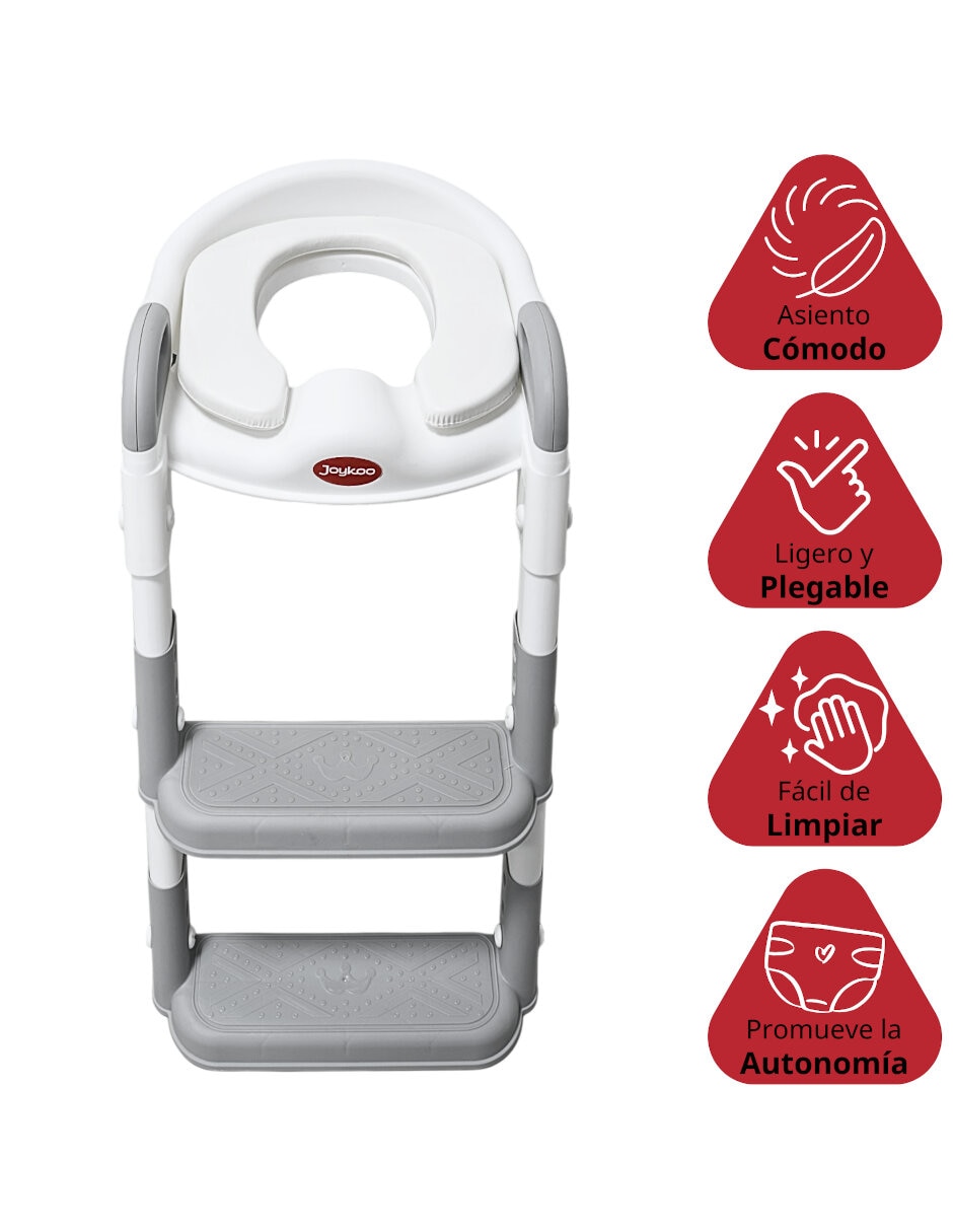 Entrenador de baño con escalera asiento acolchado antideslizante plegable y ajustable 4