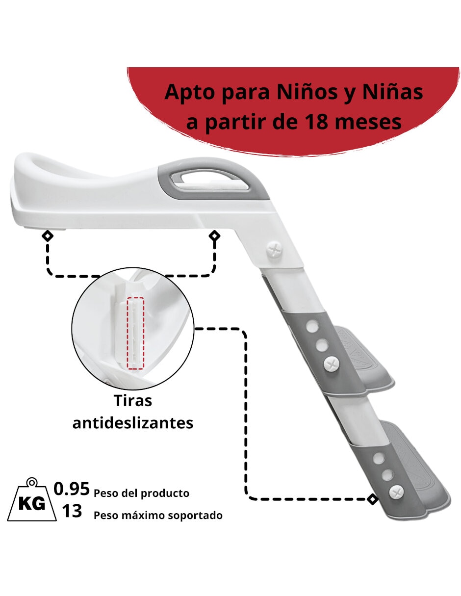 Entrenador de baño con escalera asiento acolchado antideslizante plegable y ajustable 7