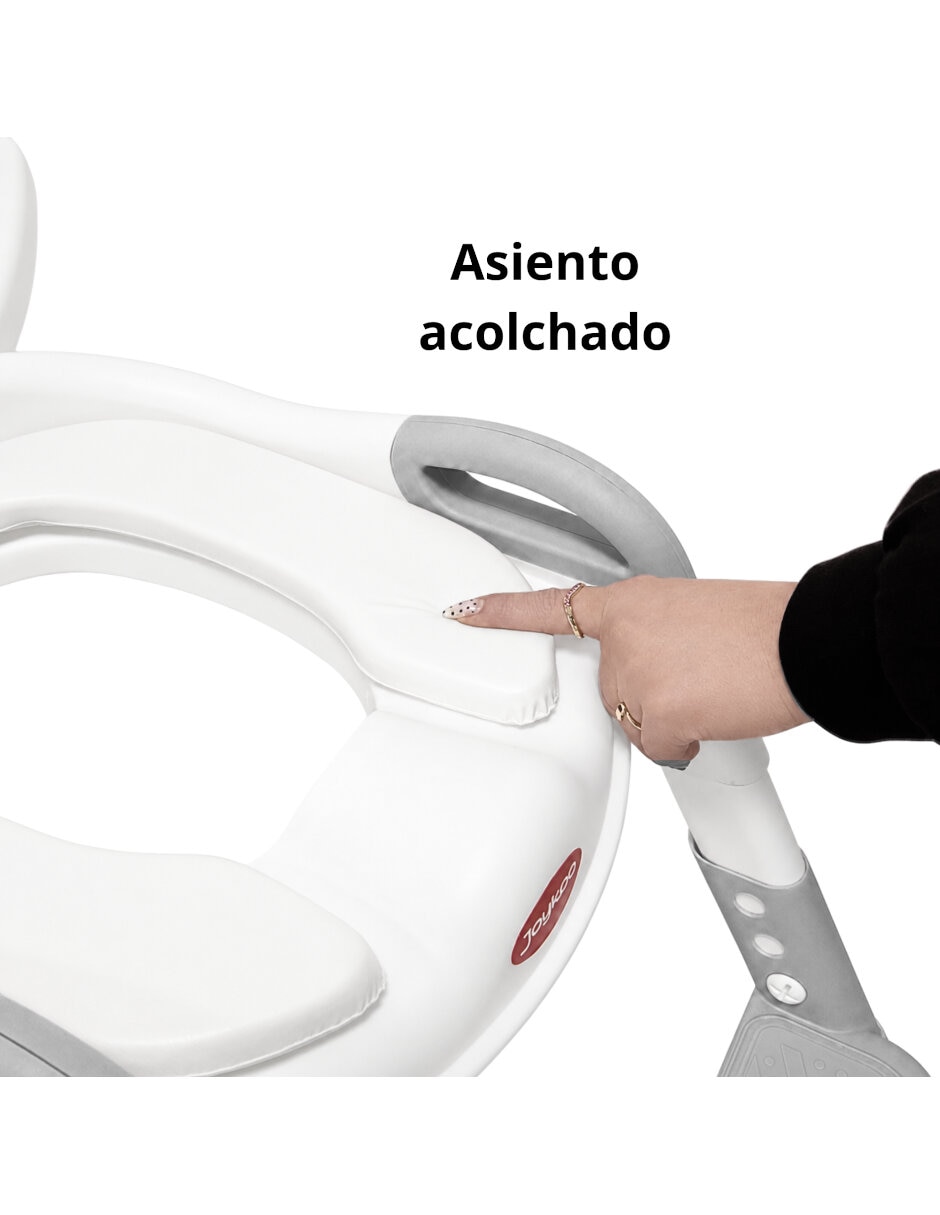 Entrenador de baño con escalera asiento acolchado antideslizante plegable y ajustable 5