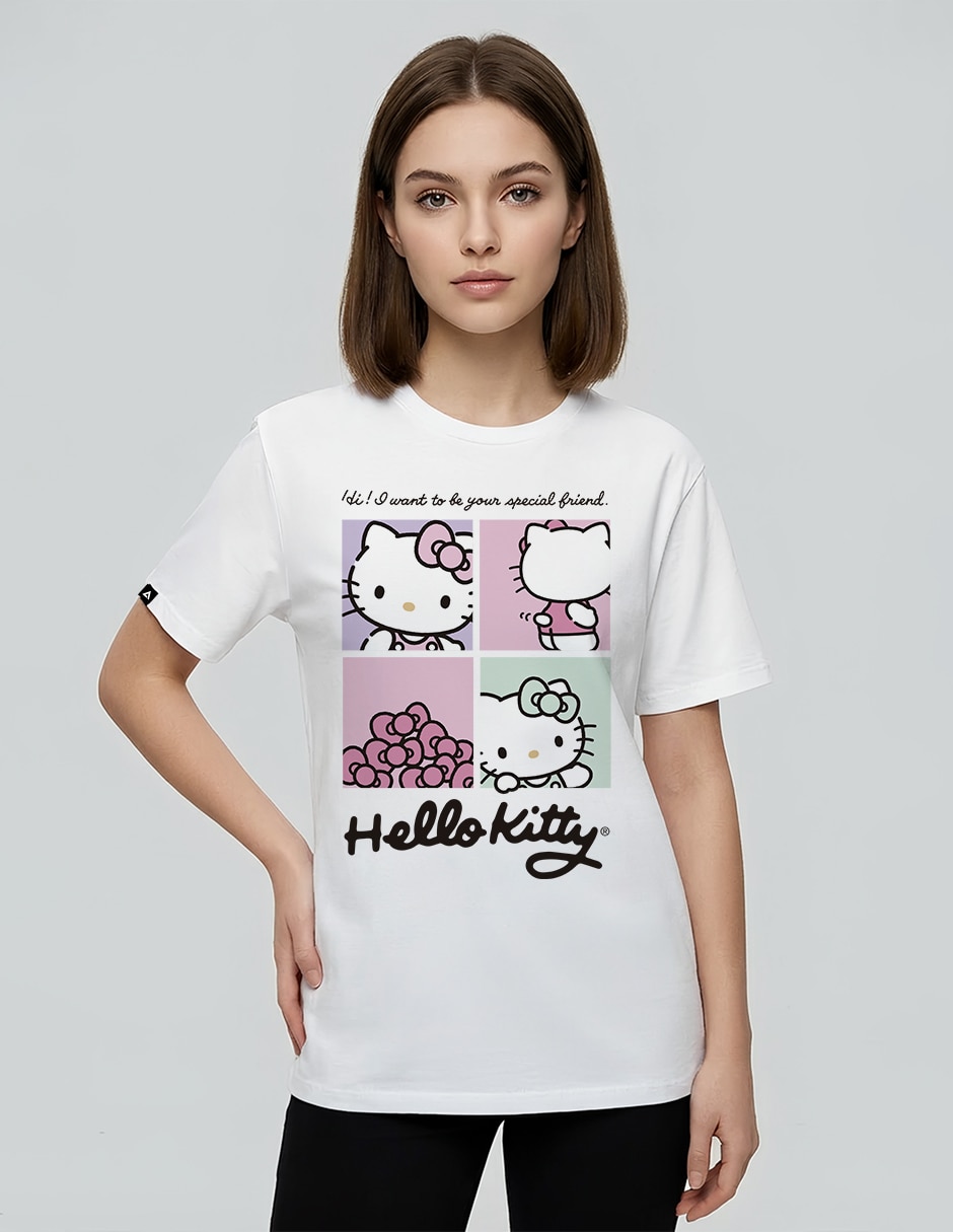 Playera manga corta sanrio cuello redondo para mujer