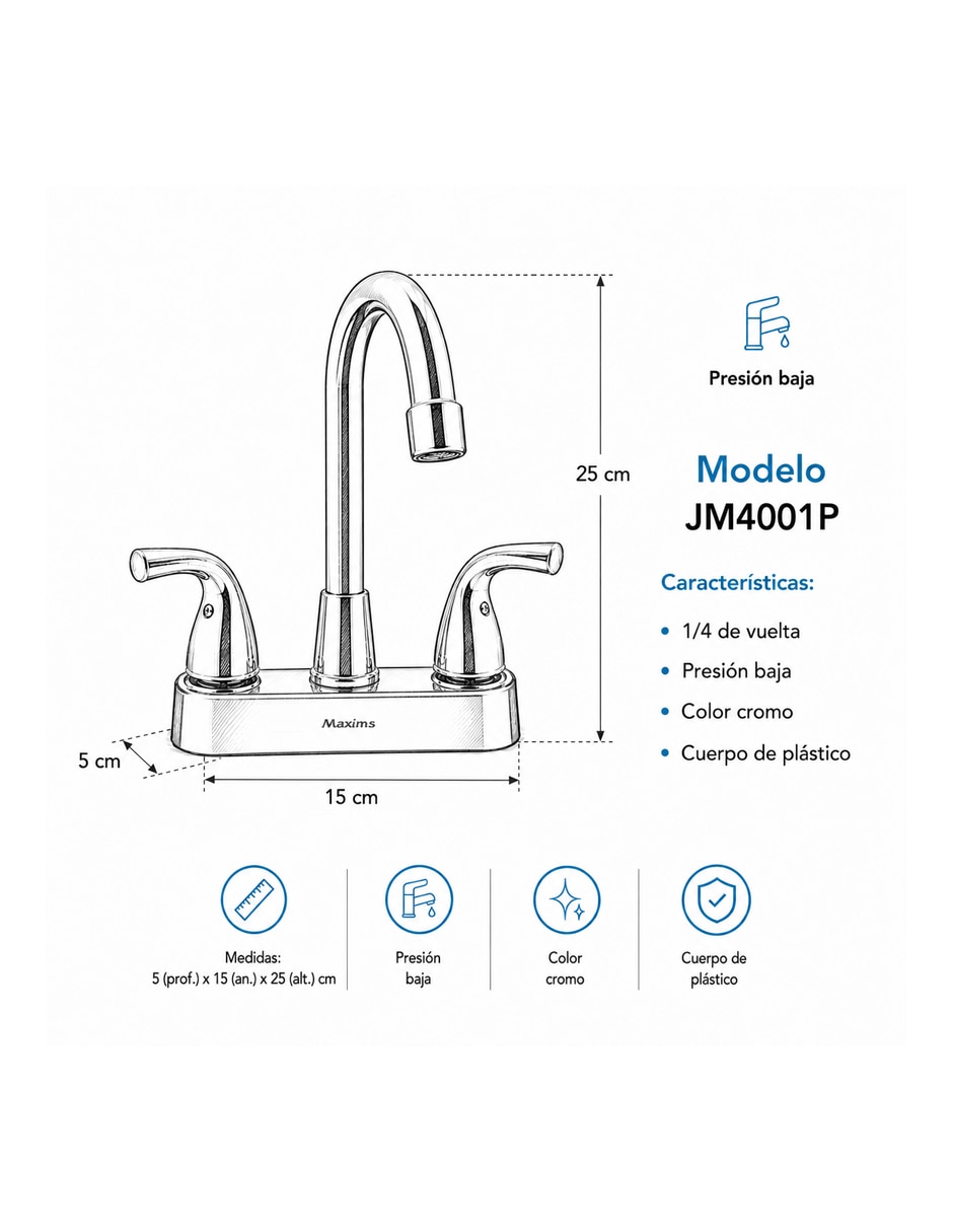 Llave mezcladora para lavabo Maxims