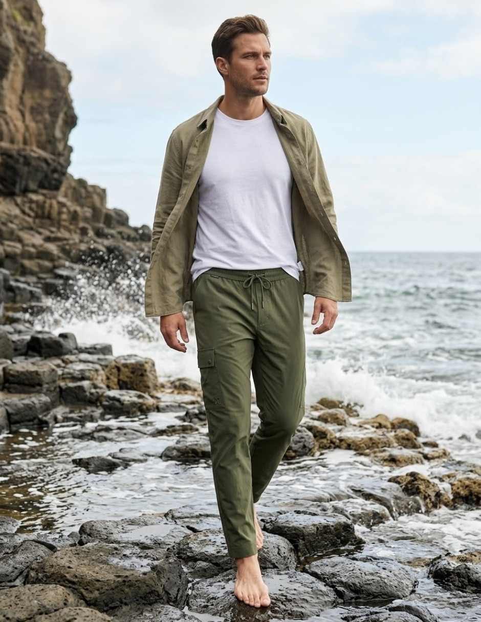 Relajado 98 coast av jogger cargo con bolsillos para hombre